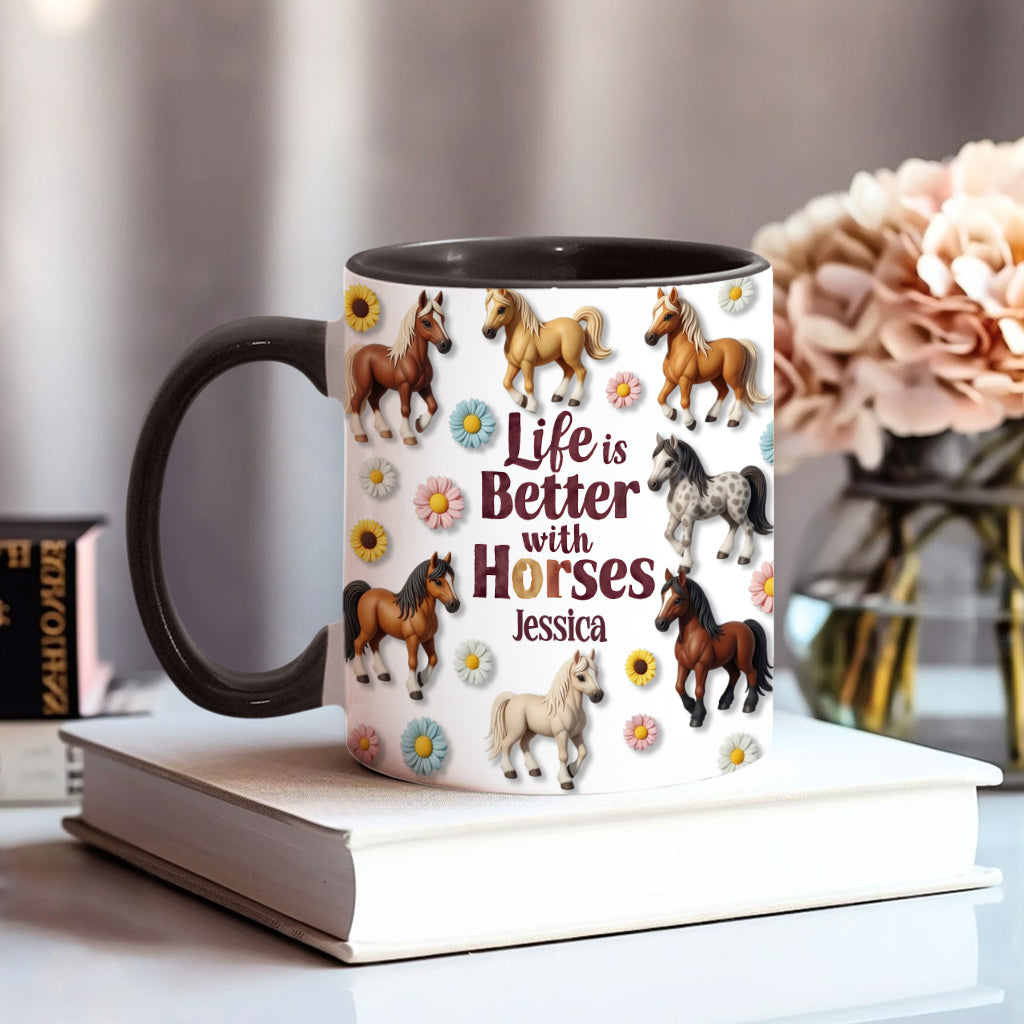 La vie est plus belle avec les chevaux - Mug personnalisé à motif cheval
