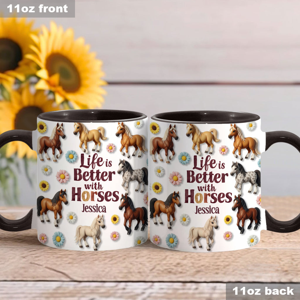 La vie est plus belle avec les chevaux - Mug personnalisé à motif cheval