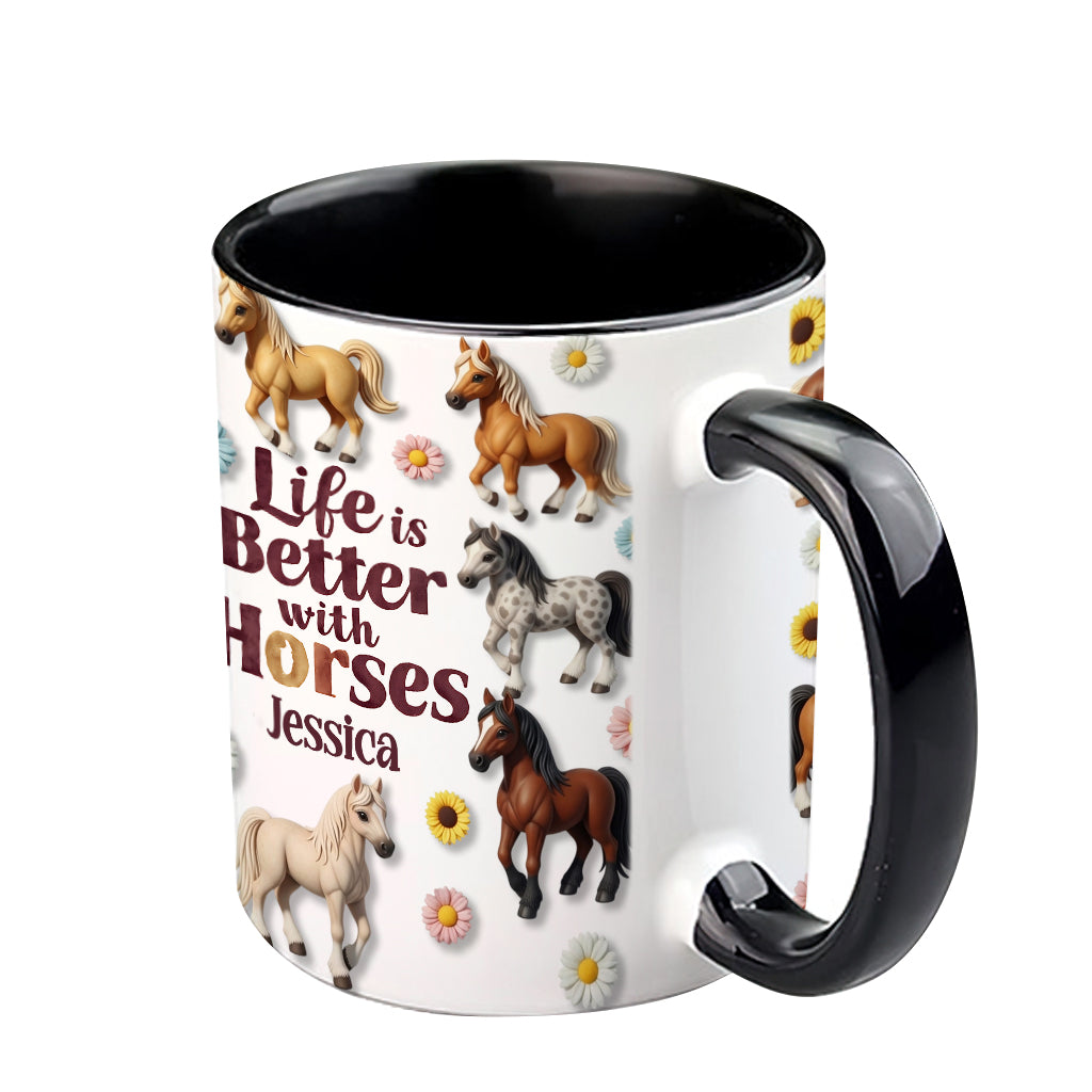 La vie est plus belle avec les chevaux - Mug personnalisé à motif cheval