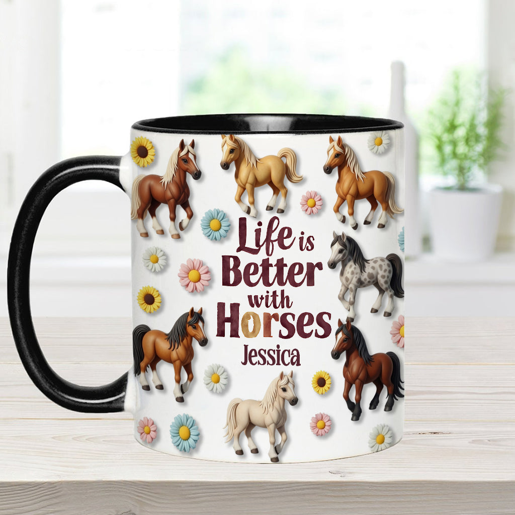 La vie est plus belle avec les chevaux - Mug personnalisé à motif cheval