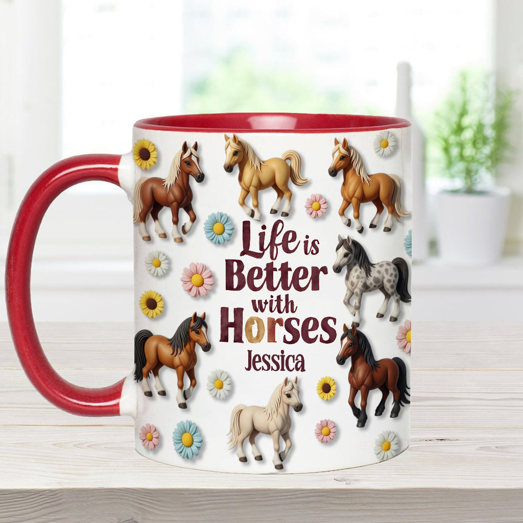 La vie est plus belle avec les chevaux - Mug personnalisé à motif cheval