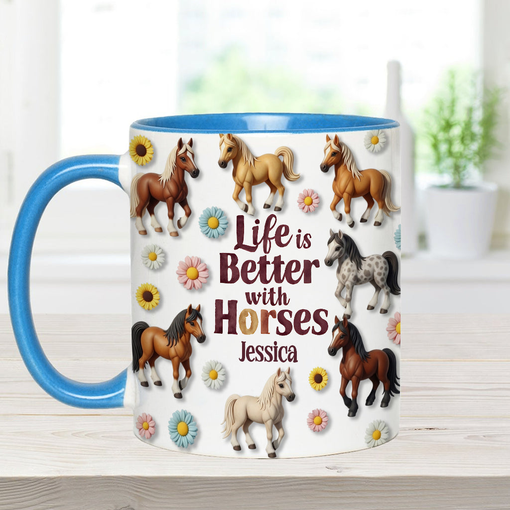 La vie est plus belle avec les chevaux - Mug personnalisé à motif cheval