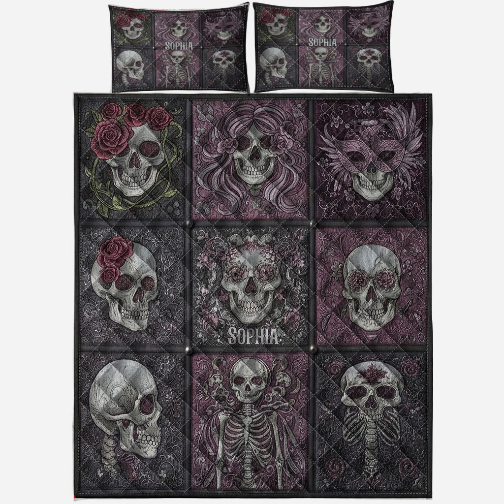 Love Skull - Personalized Skull Quilt Set