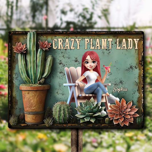 Passionnée de plantes - Panneau métallique rectangulaire personnalisé pour le jardinage