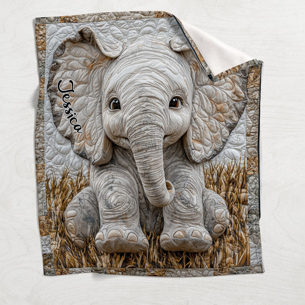 Adorable Elephant - Personalized Elephant Blanket