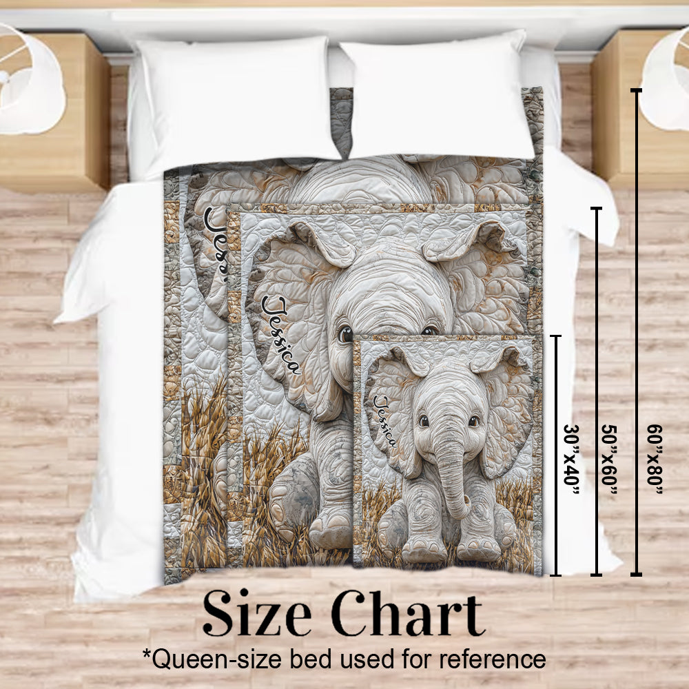 Adorable Elephant - Personalized Elephant Blanket