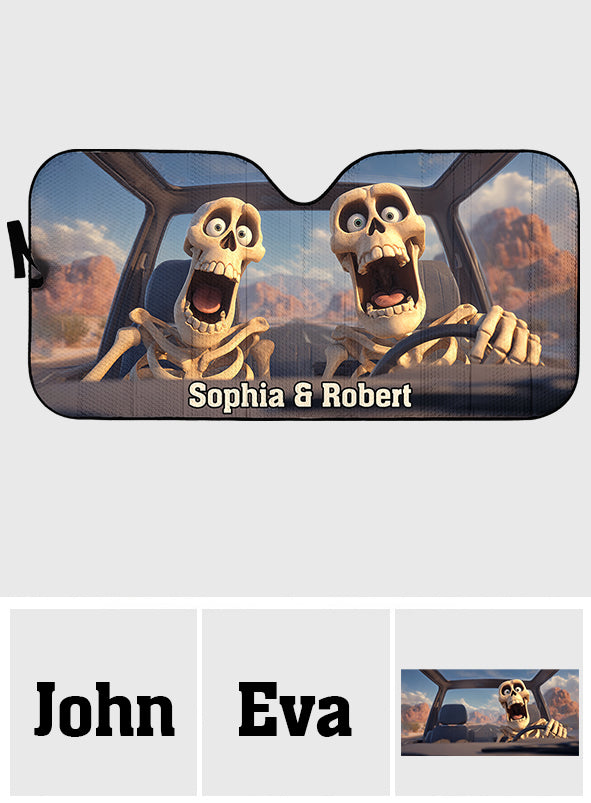 Pare-soleil de voiture personnalisé en forme de crâne - Funny Car