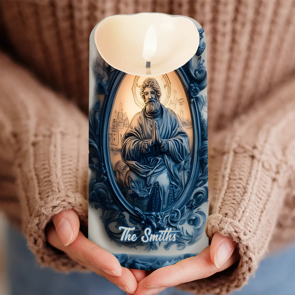 Saints catholiques - Bougie chrétienne personnalisée sans flamme