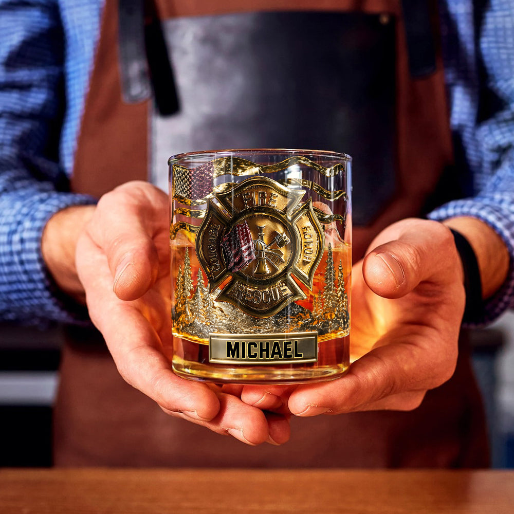 Pompier courageux - Verre à whisky personnalisé pour pompier