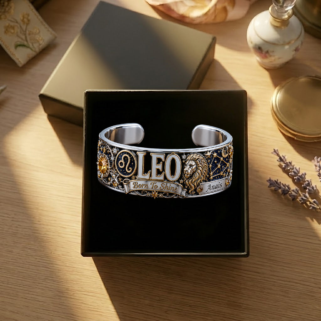 Zodiac Sign Luxury - Personalized Horoscope Shaped Cuff Bracelet