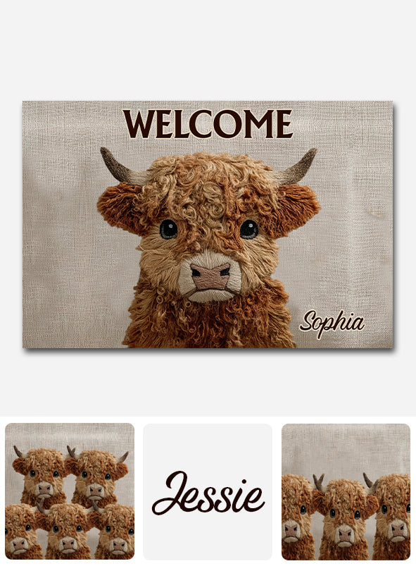 Welcome To My House Cute Highland Cow - Personalized Highland Cow Doormat