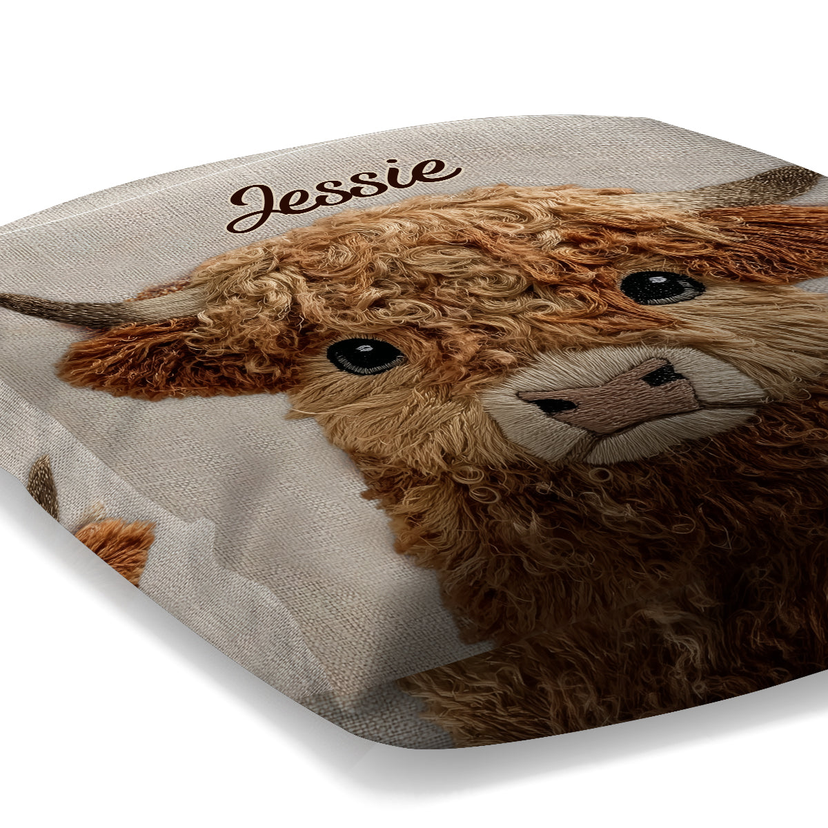 Coussin décoratif personnalisé « Vache des Highlands mignonne »
