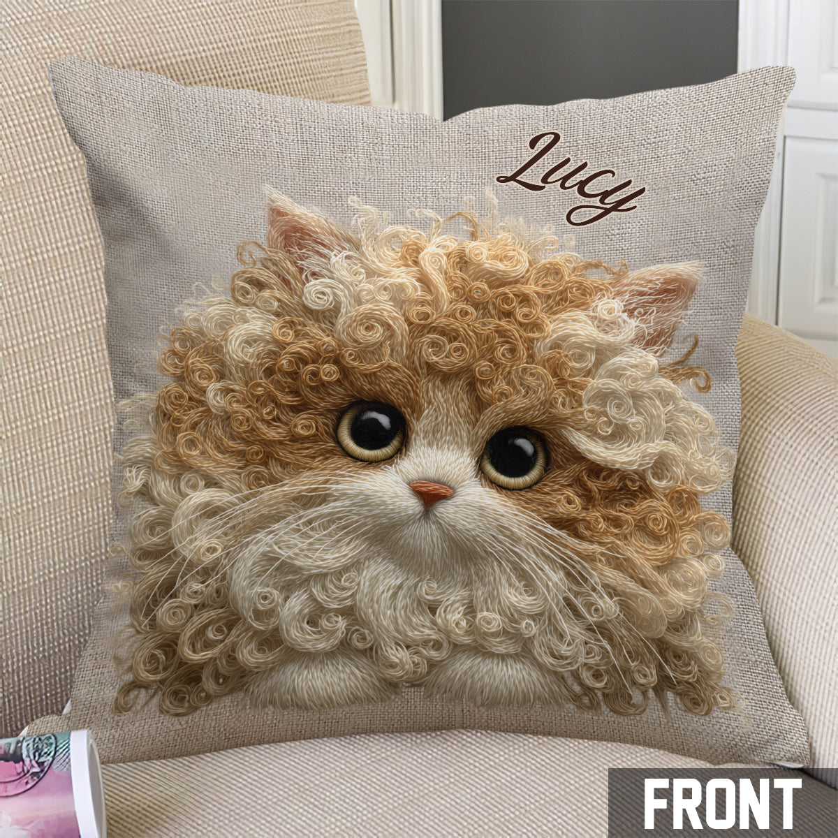 Amoureux des chats - Coussin décoratif personnalisé pour chat