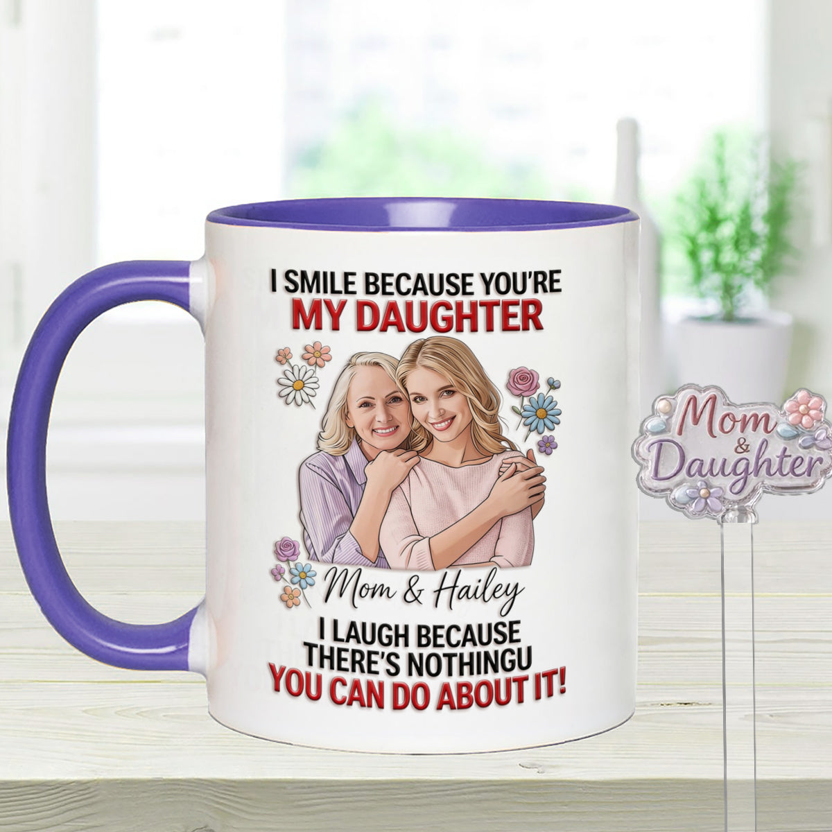Daughter Gift Idea - Personalized Daughter Set Accent Mug with Acrylic Stirrers