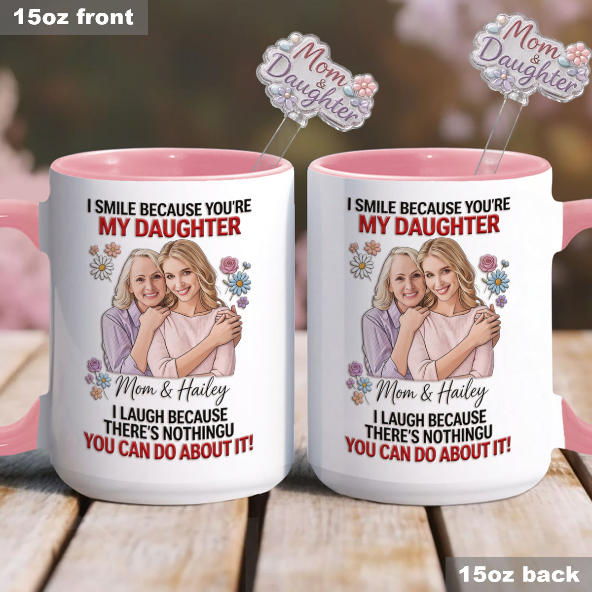 Daughter Gift Idea - Personalized Daughter Set Accent Mug with Acrylic Stirrers