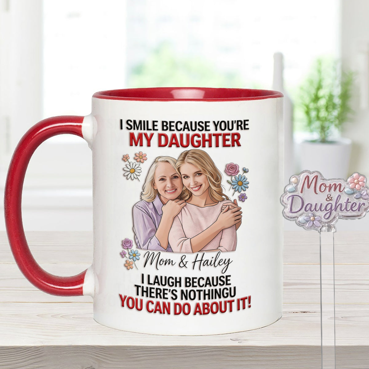 Daughter Gift Idea - Personalized Daughter Set Accent Mug with Acrylic Stirrers
