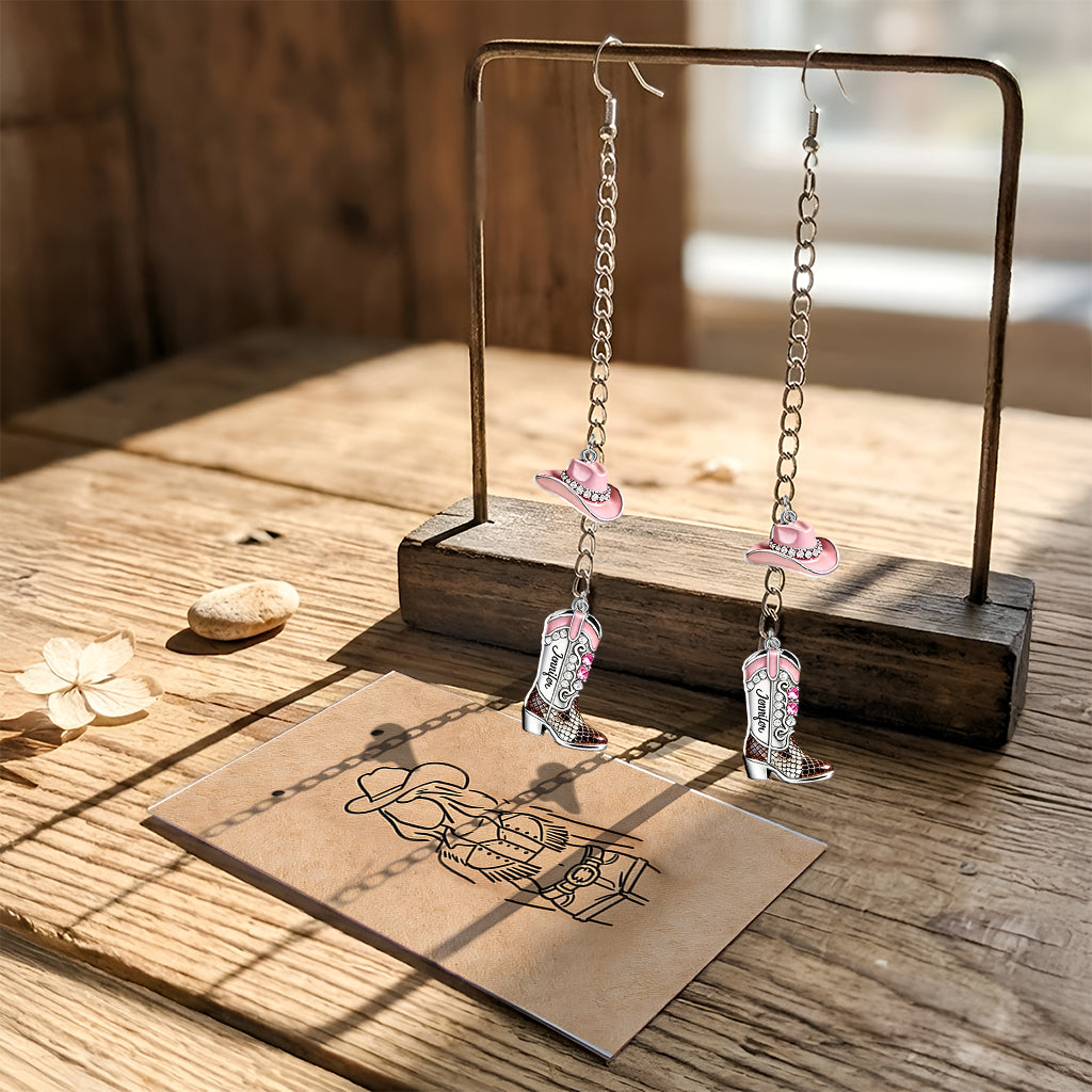 Cowgirl Spirit - Personalized Cowgirl Earrings With Card