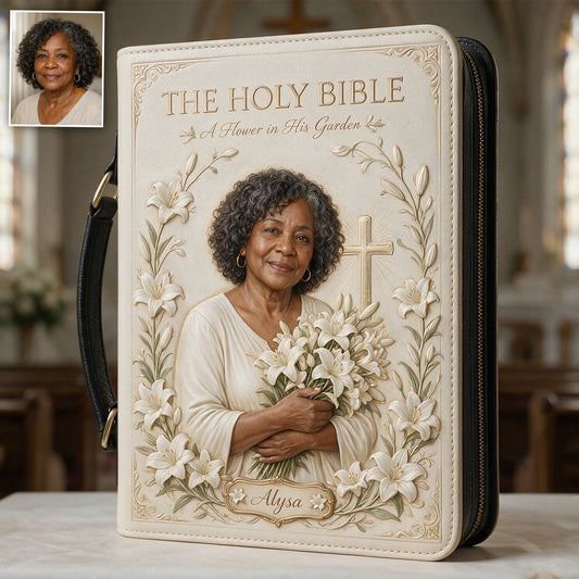 Dans Son Jardin, Je Fleuris - Sac en Cuir Personnalisé pour Bible Chrétienne