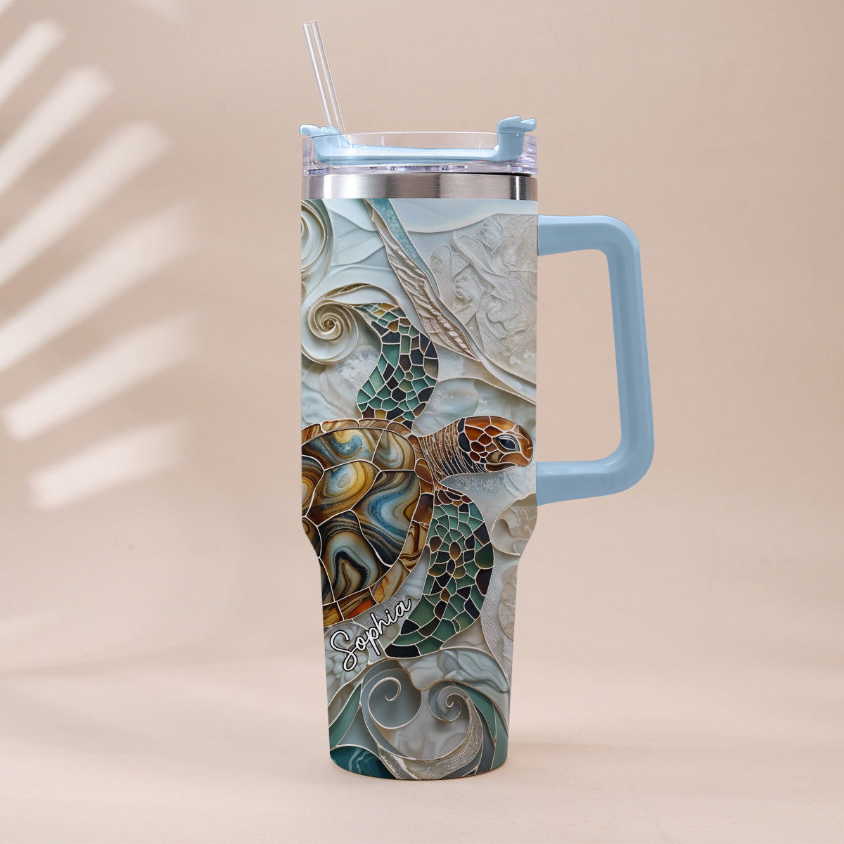 Love Turtles - Personalized Turtle Tumbler With Handle