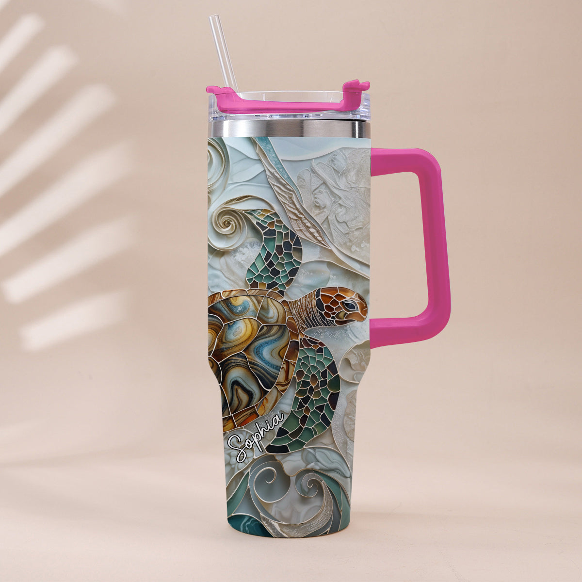 Love Turtles - Personalized Turtle Tumbler With Handle
