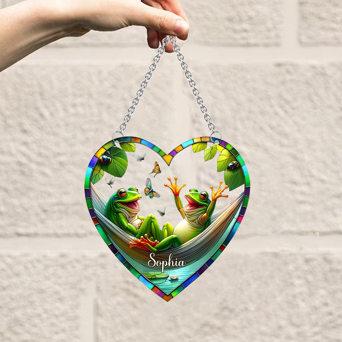Love Frogs - Personalized Frog Window Hanging Suncatcher Ornament