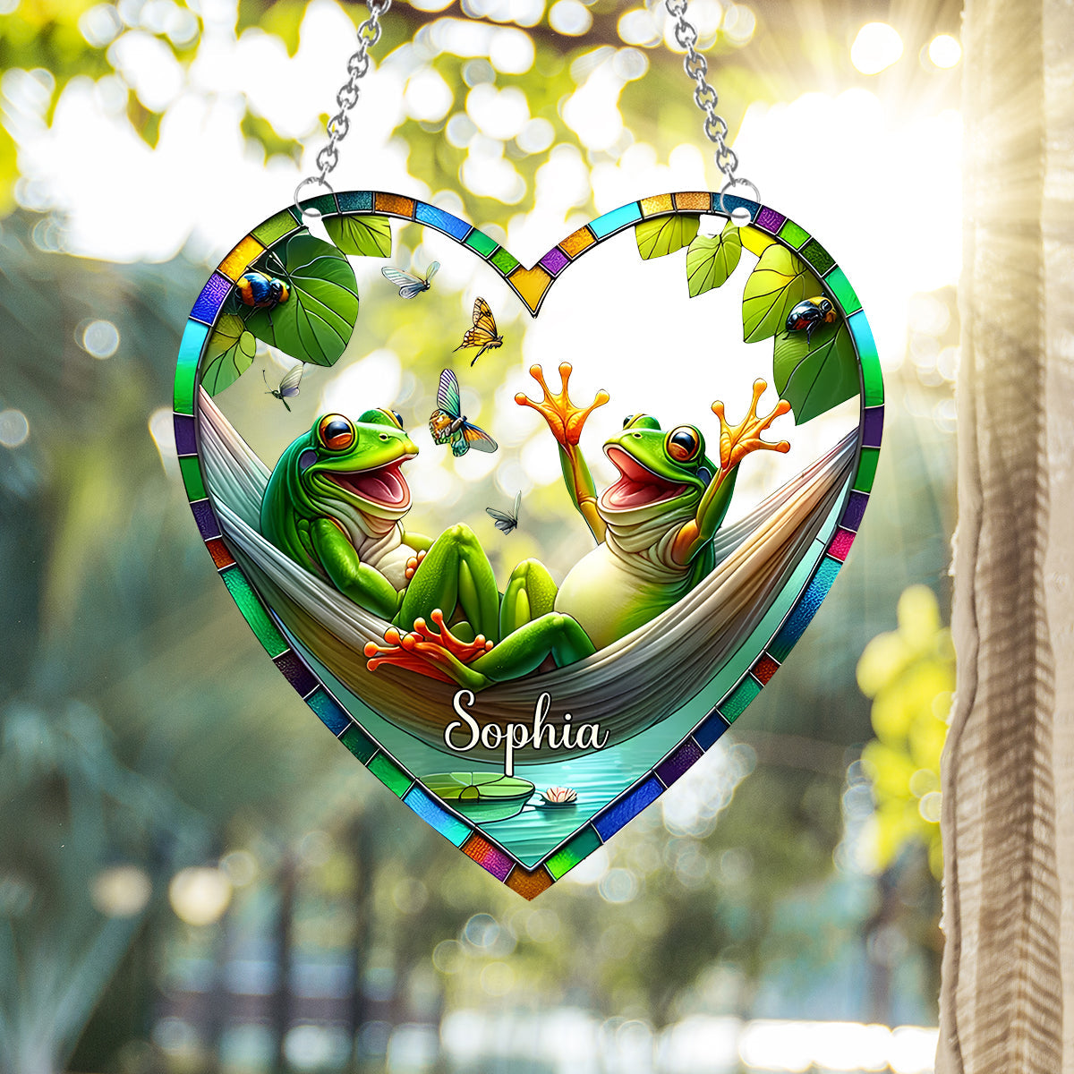 Love Frogs - Personalized Frog Window Hanging Suncatcher Ornament