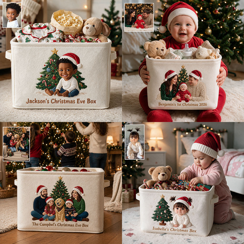 Christmas Eve Box - Personalized Kid Rectangle Storage Basket