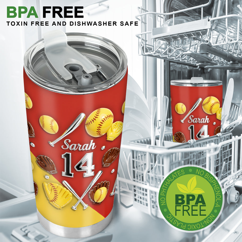 Gobelet personnalisé « J’adore le softball »