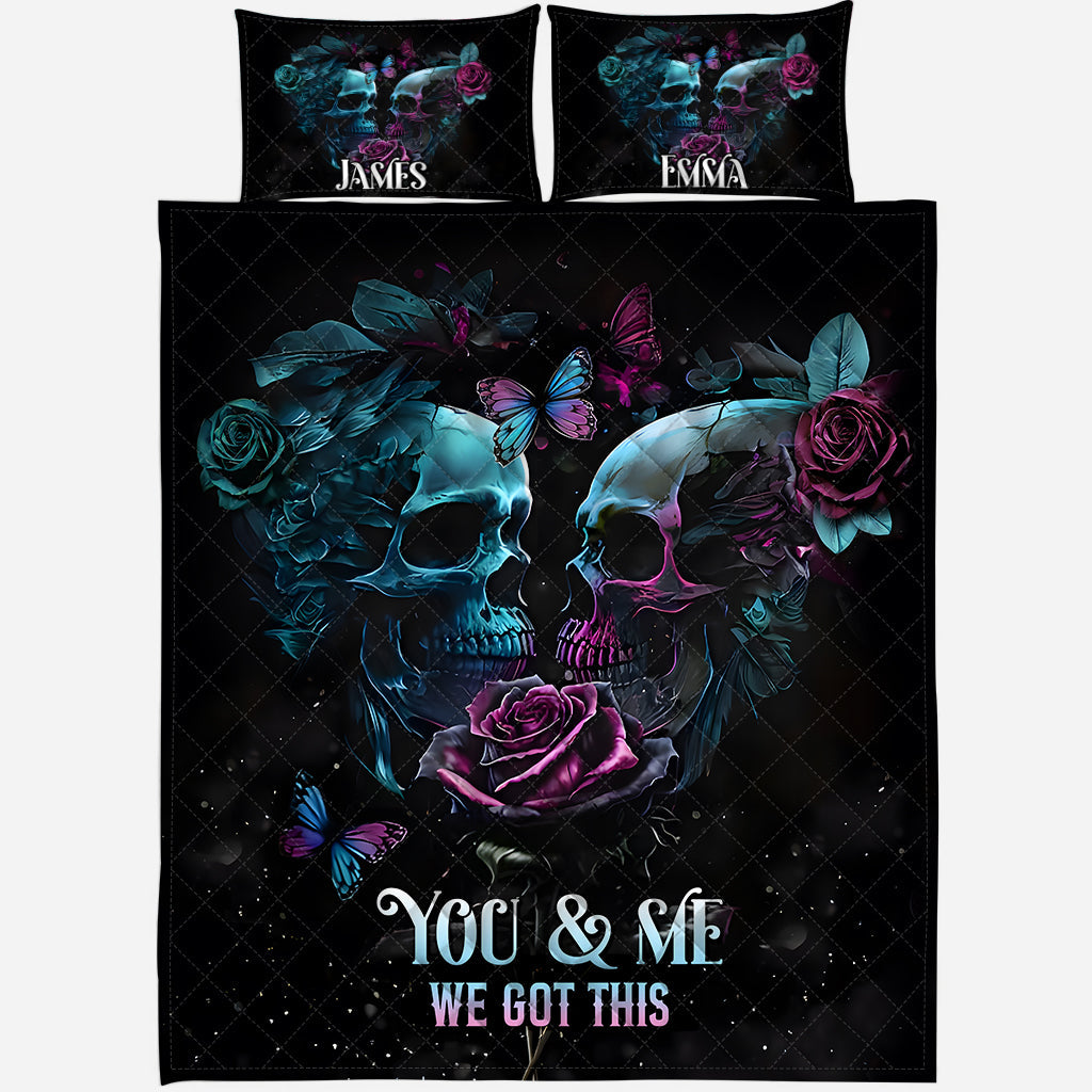 You & Me We Got This - Personalized Skull Quilt Set