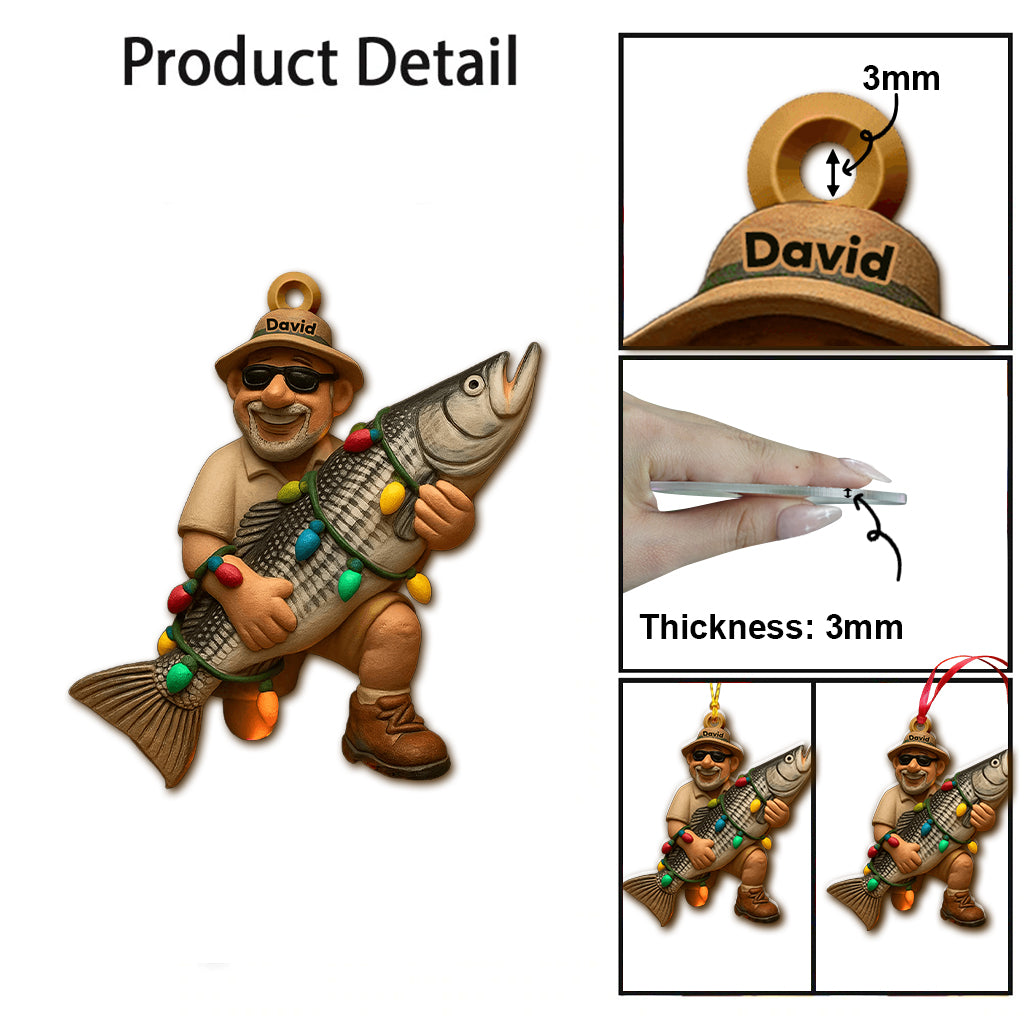 Joyeux Noël des Poissons - Ornement transparent personnalisé sur le thème de la pêche