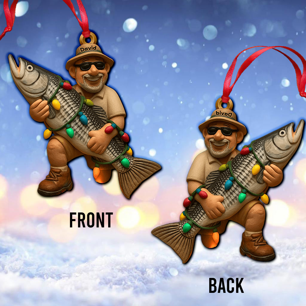 Joyeux Noël des Poissons - Ornement transparent personnalisé sur le thème de la pêche