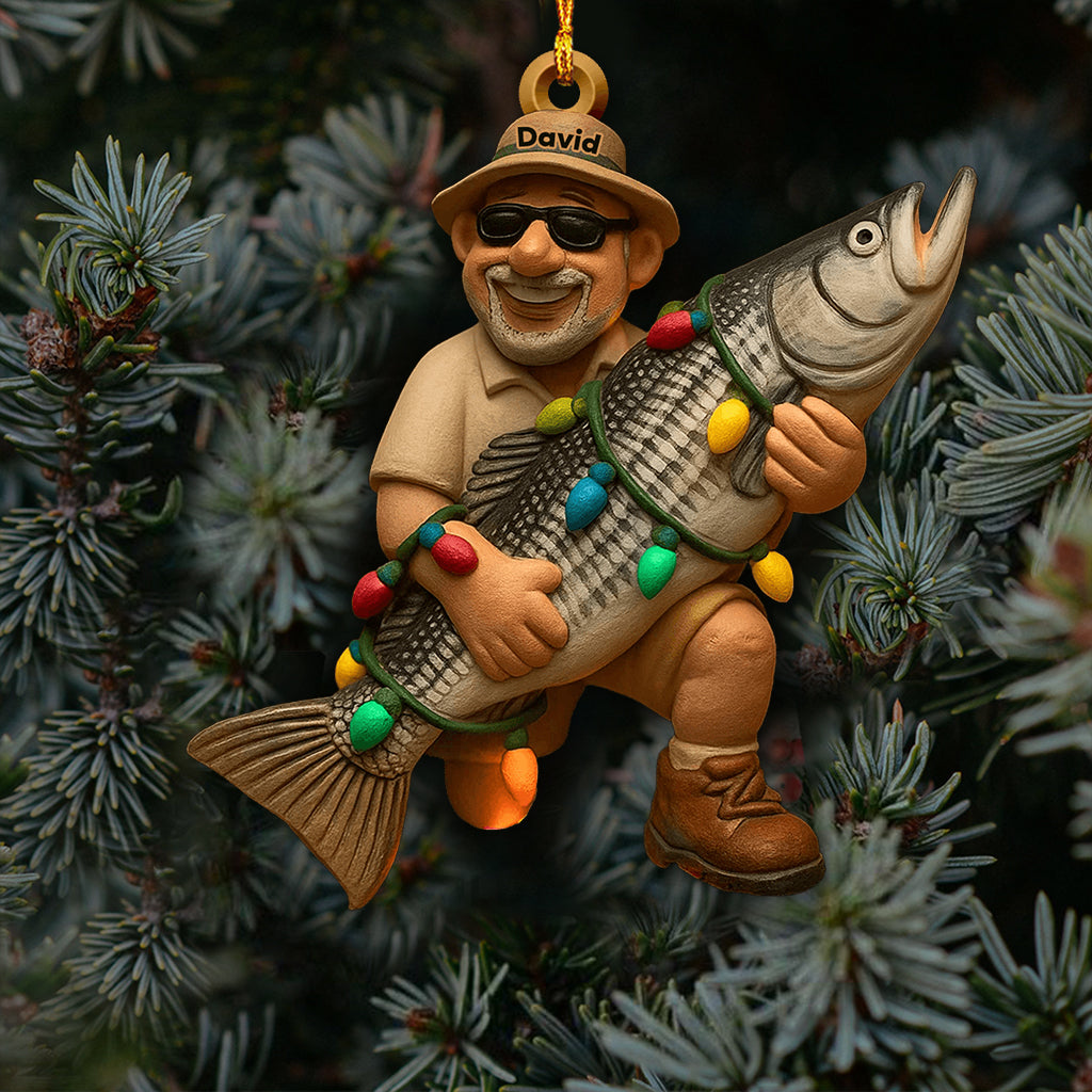 Joyeux Noël des Poissons - Ornement transparent personnalisé sur le thème de la pêche