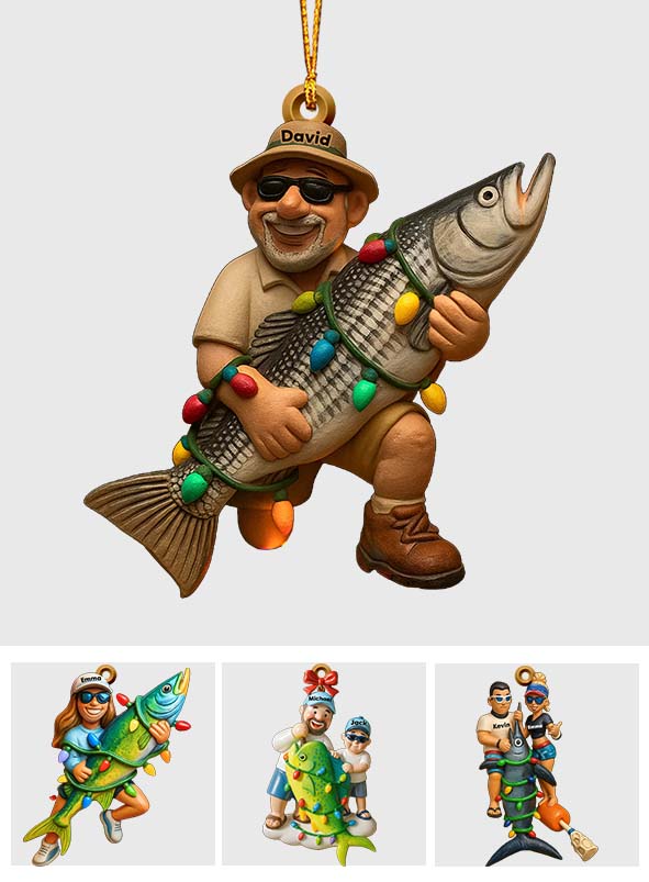 Joyeux Noël des Poissons - Ornement transparent personnalisé sur le thème de la pêche