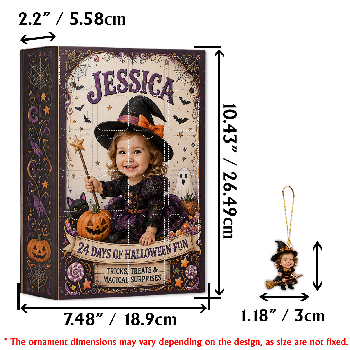 24 Days Of Halloween Fun - Personalized Kid Advent Calendar With Ornaments