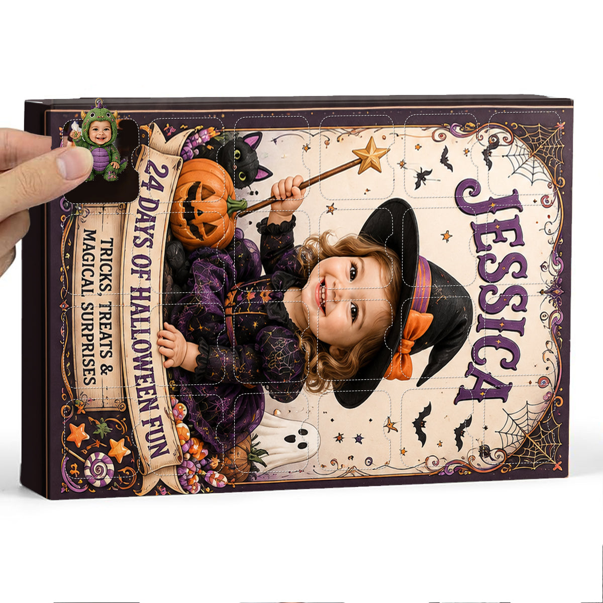 24 Days Of Halloween Fun - Personalized Kid Advent Calendar With Ornaments