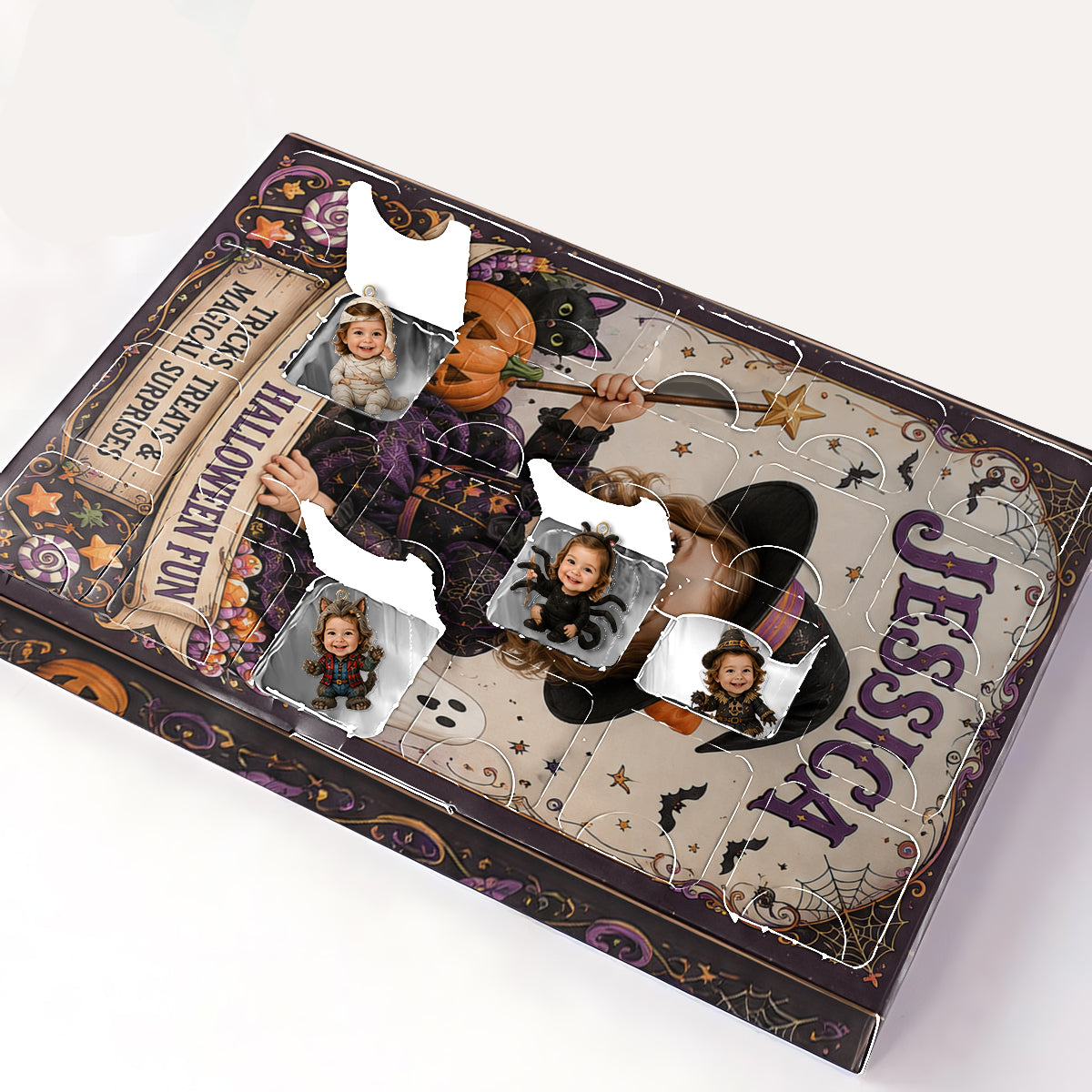 24 Days Of Halloween Fun - Personalized Kid Advent Calendar With Ornaments