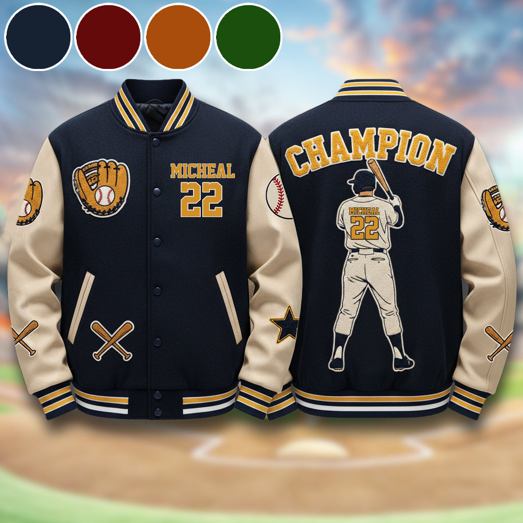 Champion de baseball - Veste universitaire de baseball personnalisée
