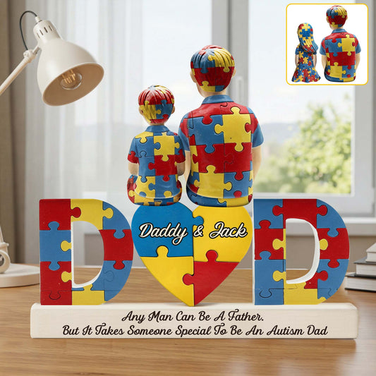 Austism Dad - Personalized Autism Awareness Custom Shaped Acrylic Plaque