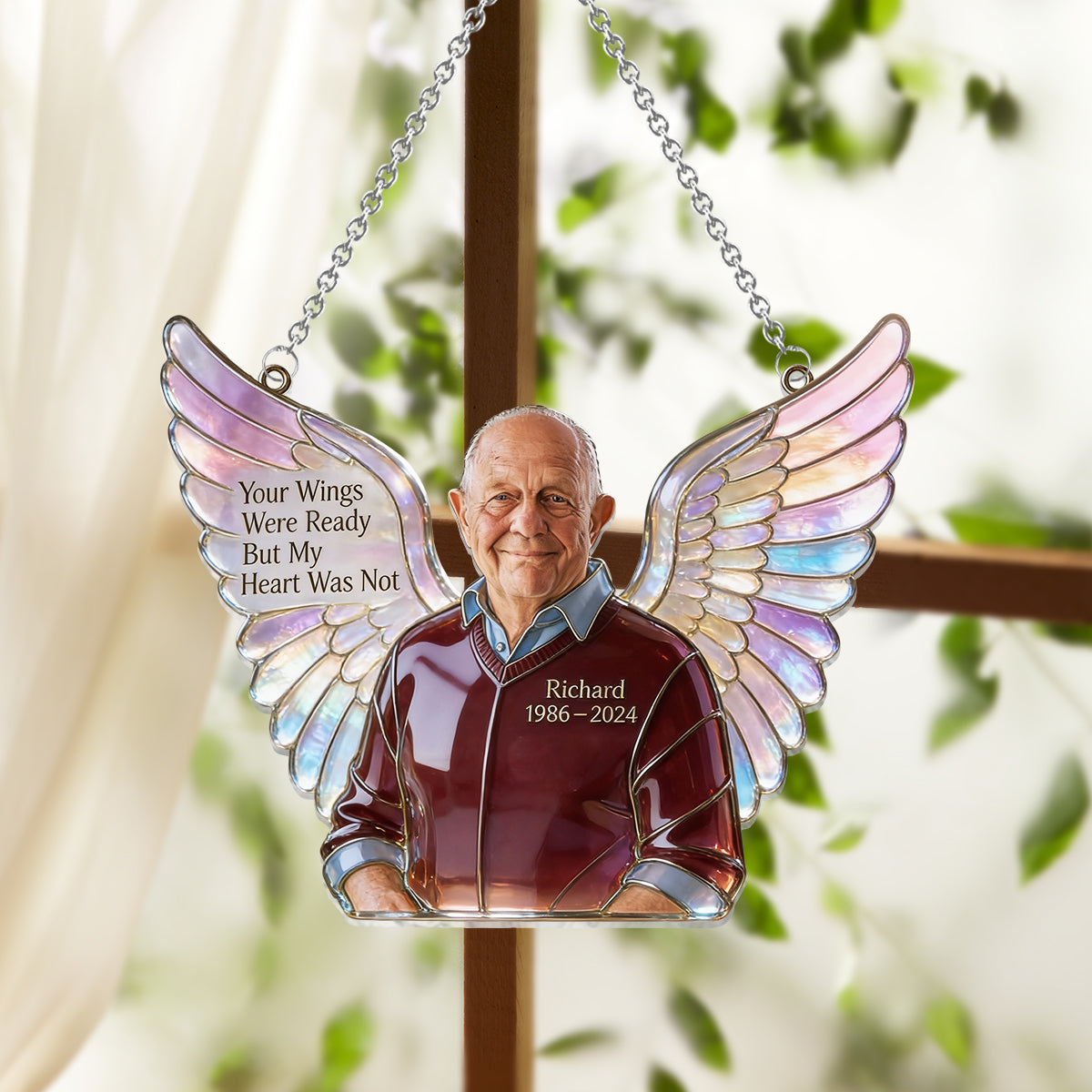 Your Wings Were Ready - Personalized Memorial Window Hanging Suncatcher Ornament