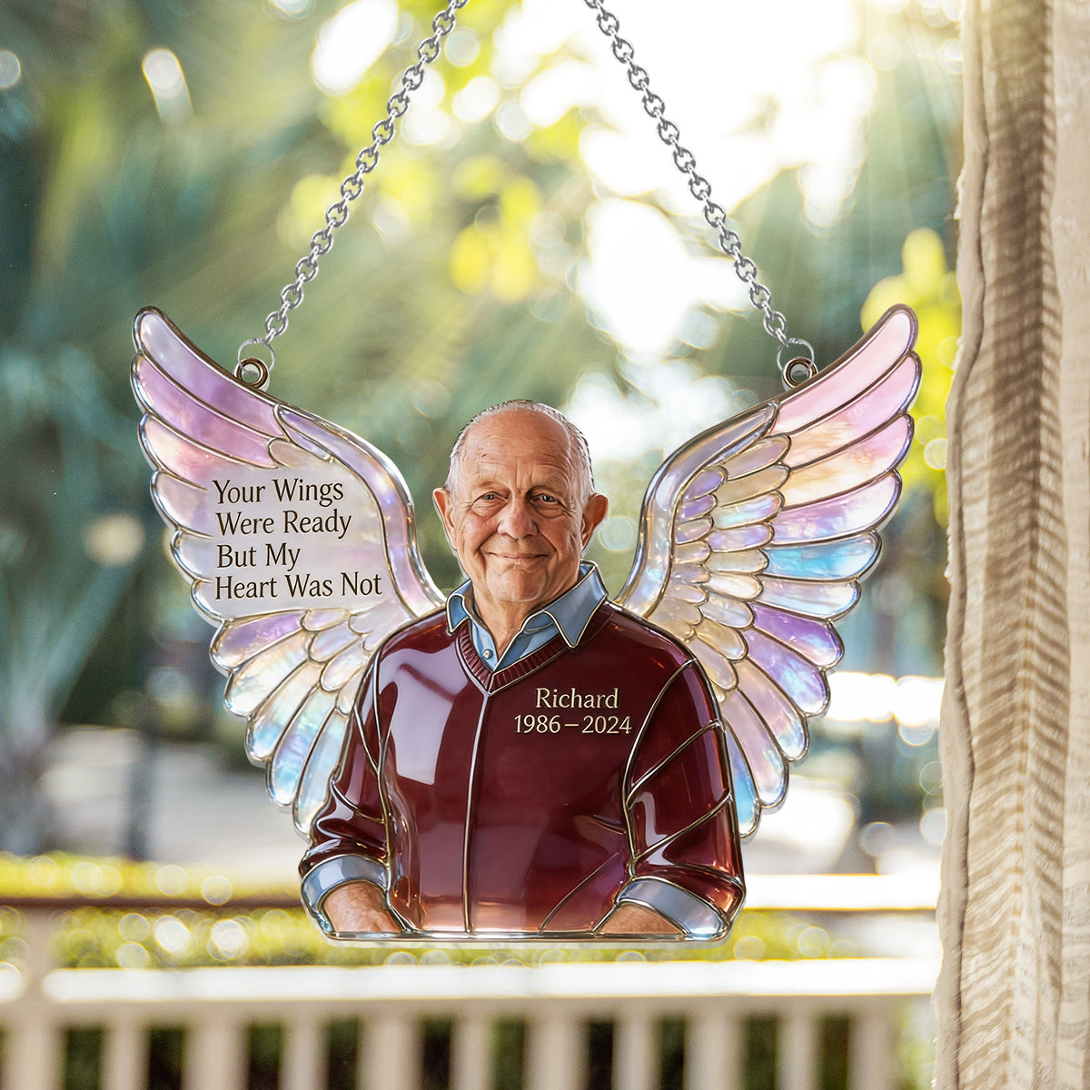 Your Wings Were Ready - Personalized Memorial Window Hanging Suncatcher Ornament