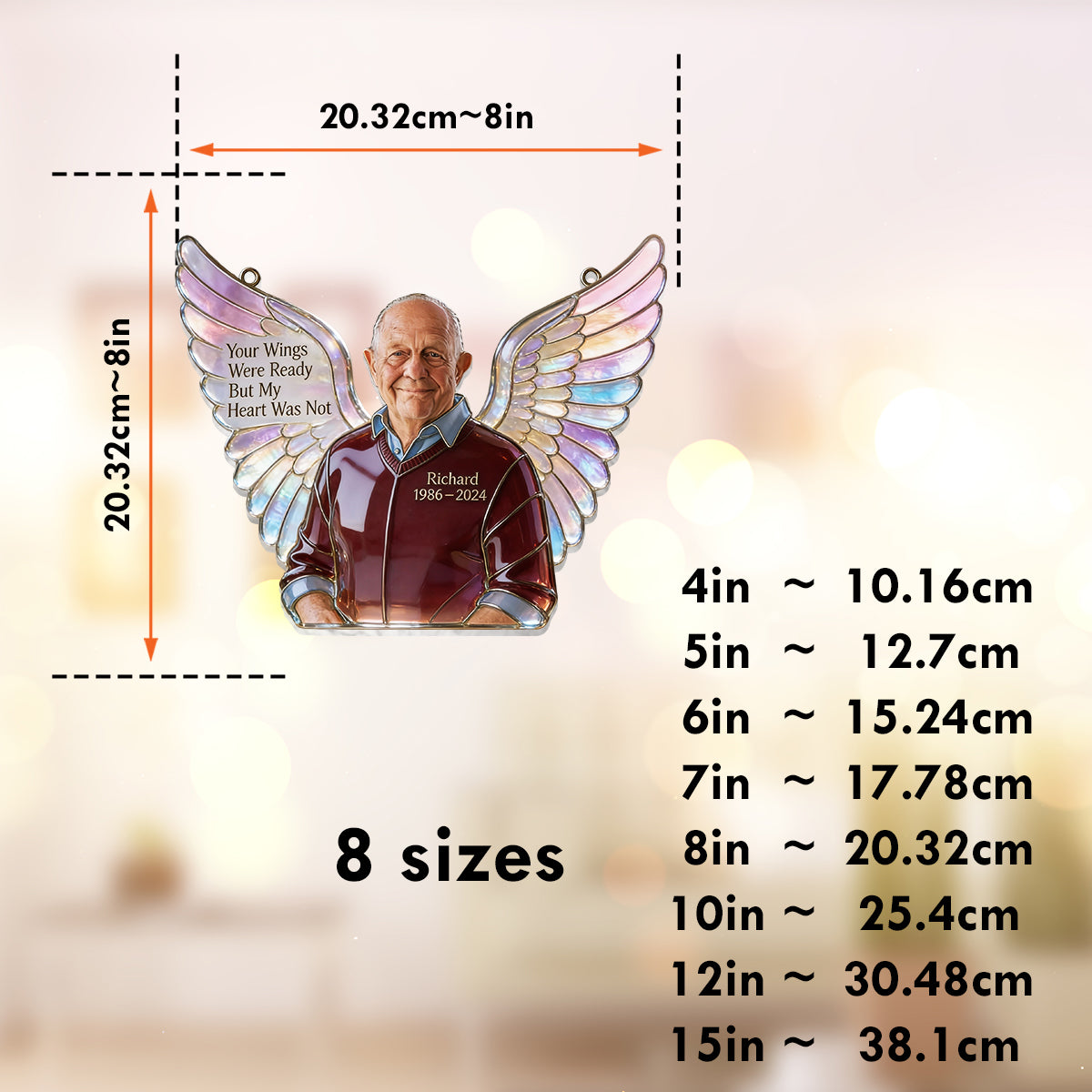 Your Wings Were Ready - Personalized Memorial Window Hanging Suncatcher Ornament