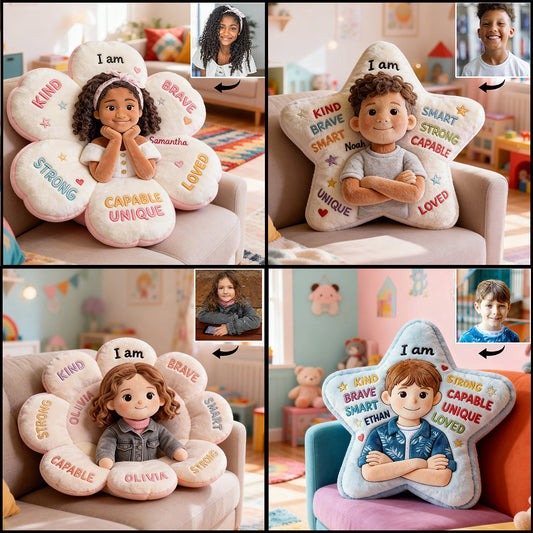 Affirmations Pillow - Personalized Kid Faux Fur Shaped Pillow