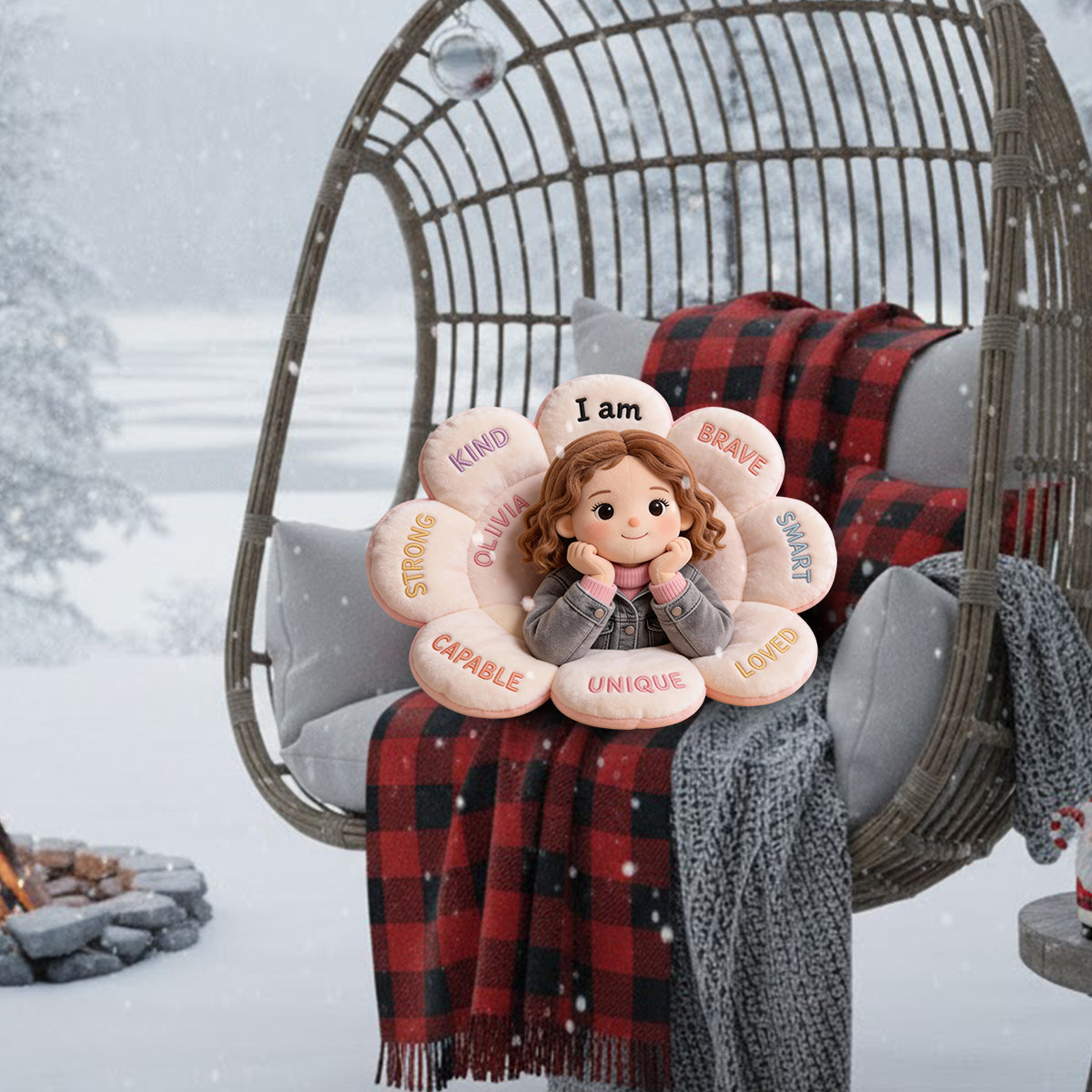 Affirmations Pillow - Personalized Kid Faux Fur Shaped Pillow