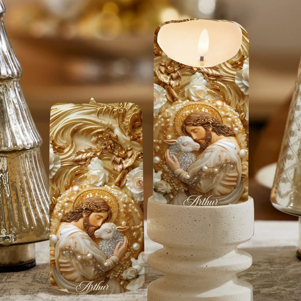 Foi éternelle - Bougie chrétienne sans flamme personnalisée