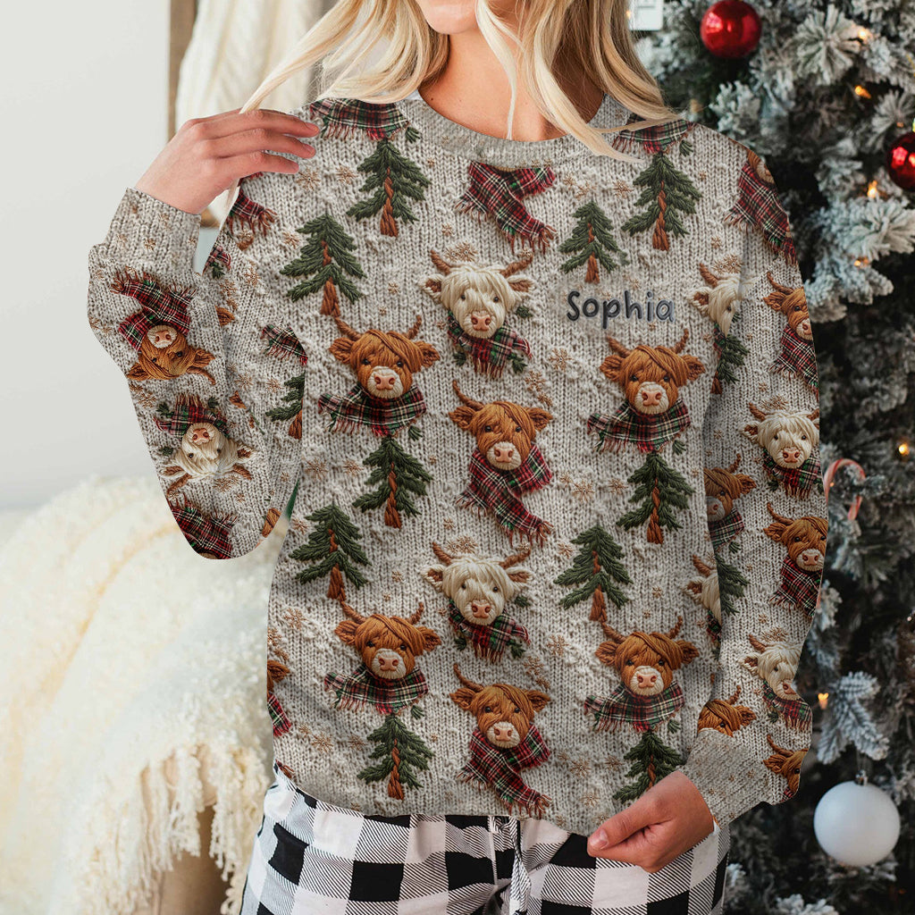 Love Highland Cow - Personalized Highland Cow Ugly Sweater