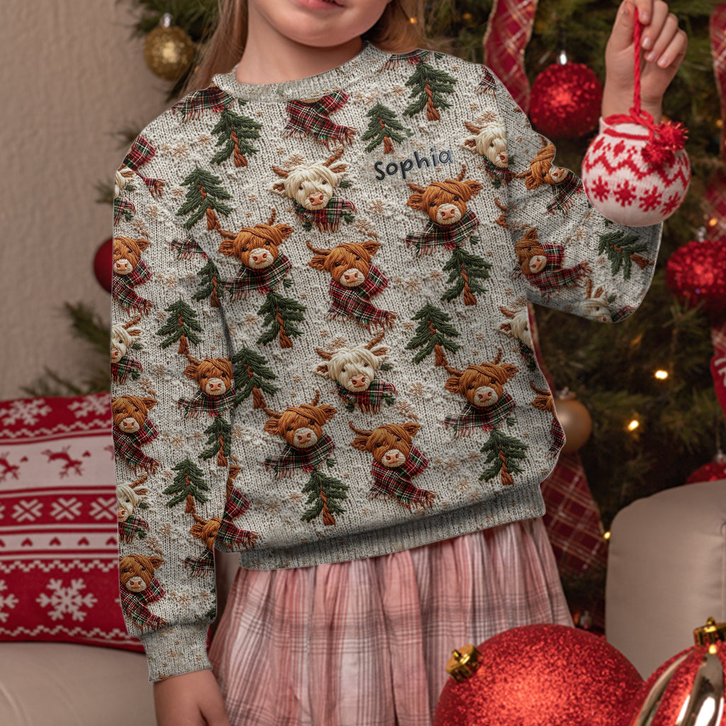 Love Highland Cow - Personalized Highland Cow Ugly Sweater