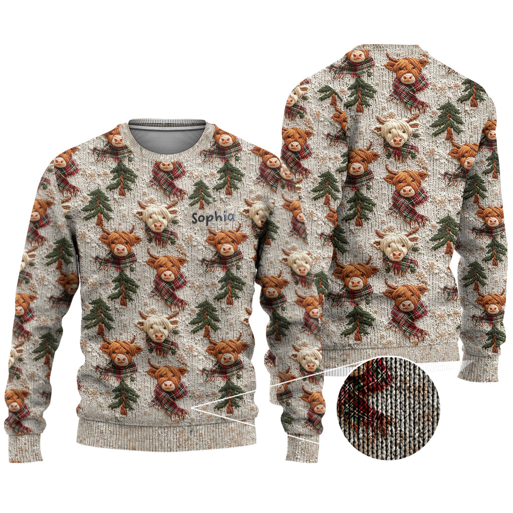 Love Highland Cow - Personalized Highland Cow Ugly Sweater