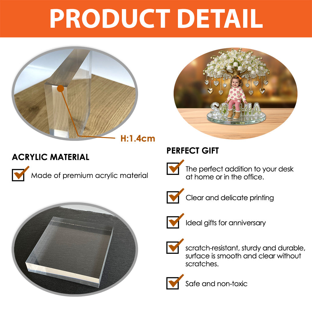 Custom Any Photo & Birthmonth Flower - Personalized Kid Custom Shaped Acrylic Plaque