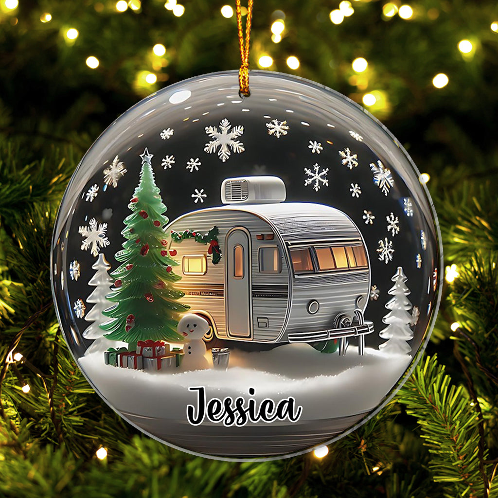 Retro RV Camper Christmas - Personalized Camping Ornament