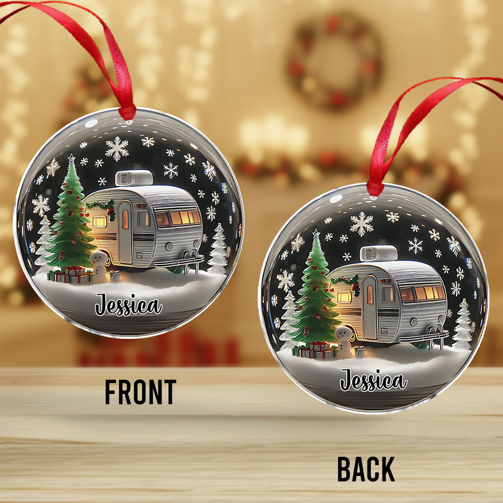 Retro RV Camper Christmas - Personalized Camping Ornament